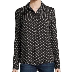 NWOT Equipment Star Print Silk Blouse Black/Tan